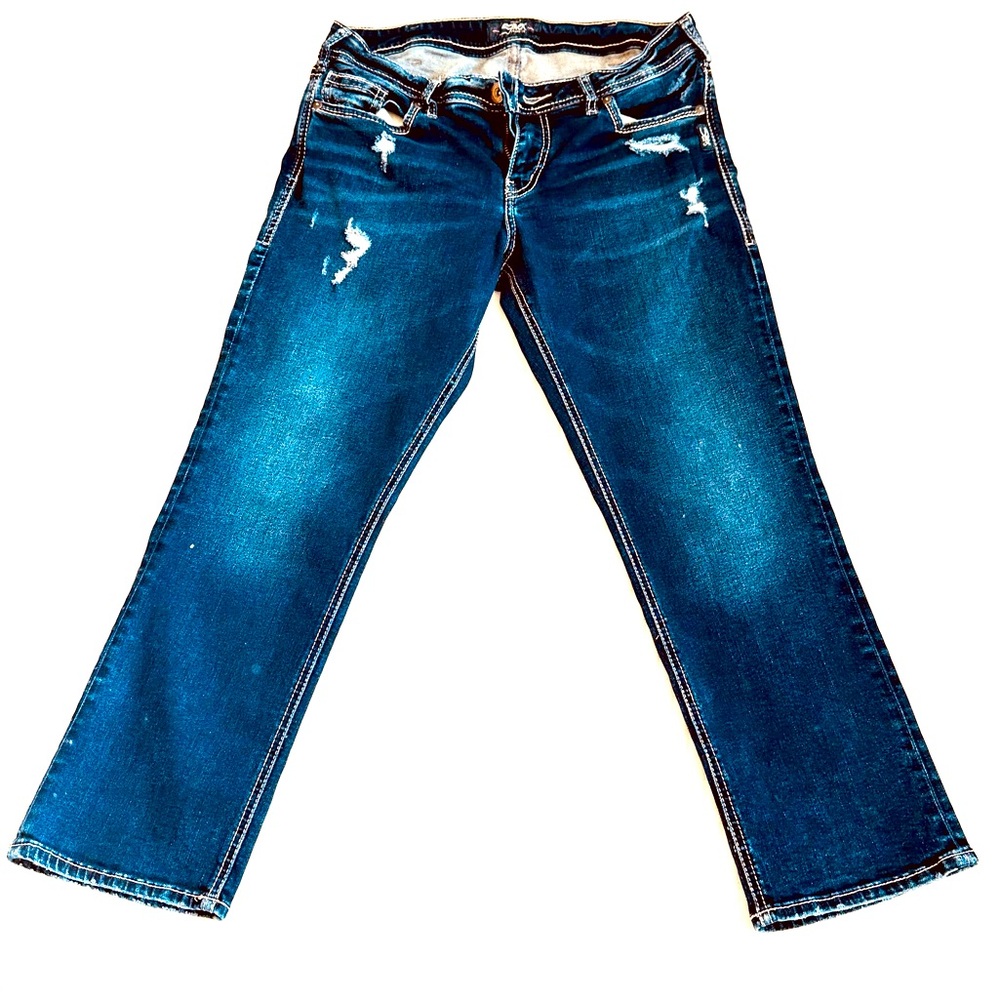 Silver Denim Capris